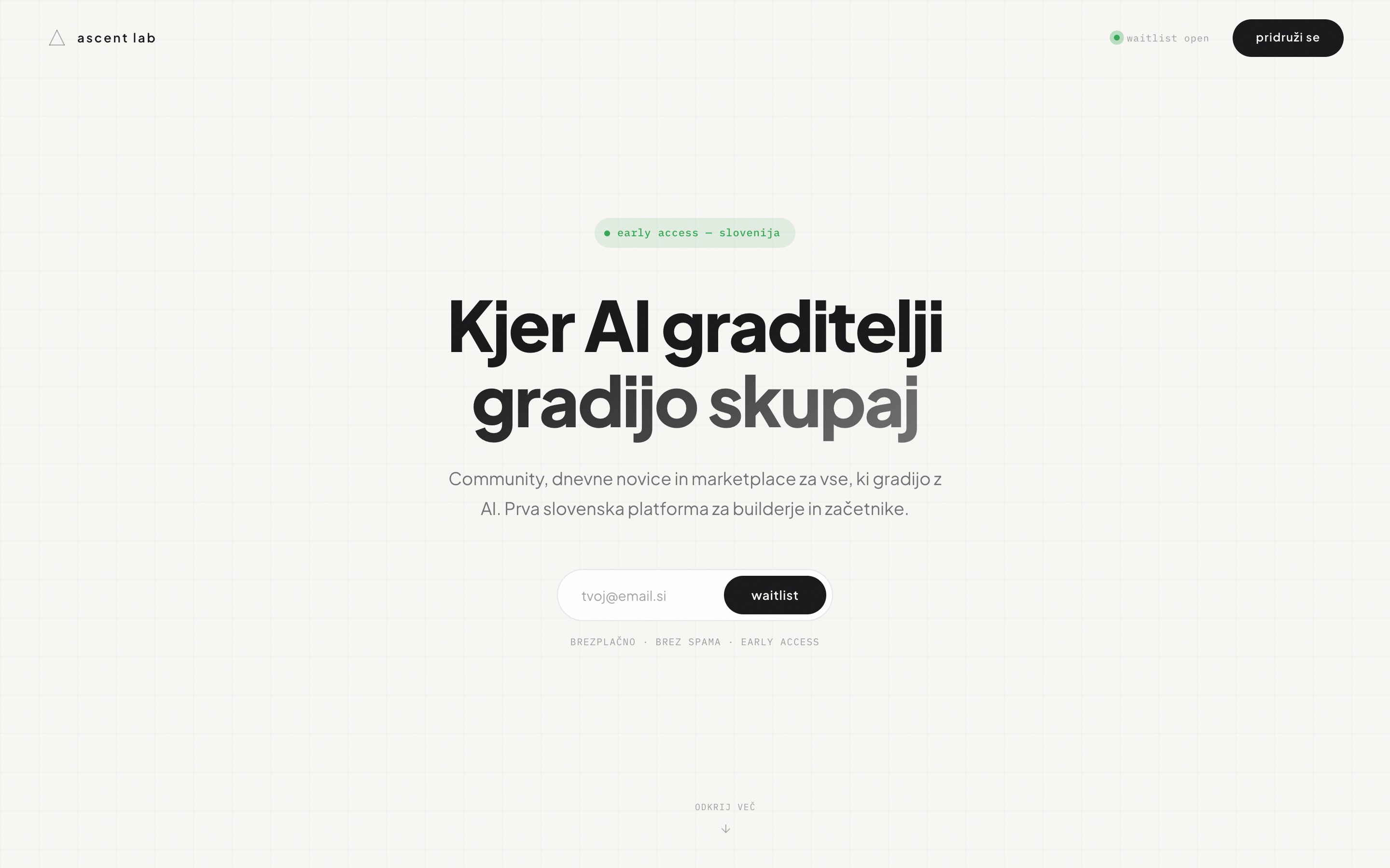 Ascent Lab sign-up page