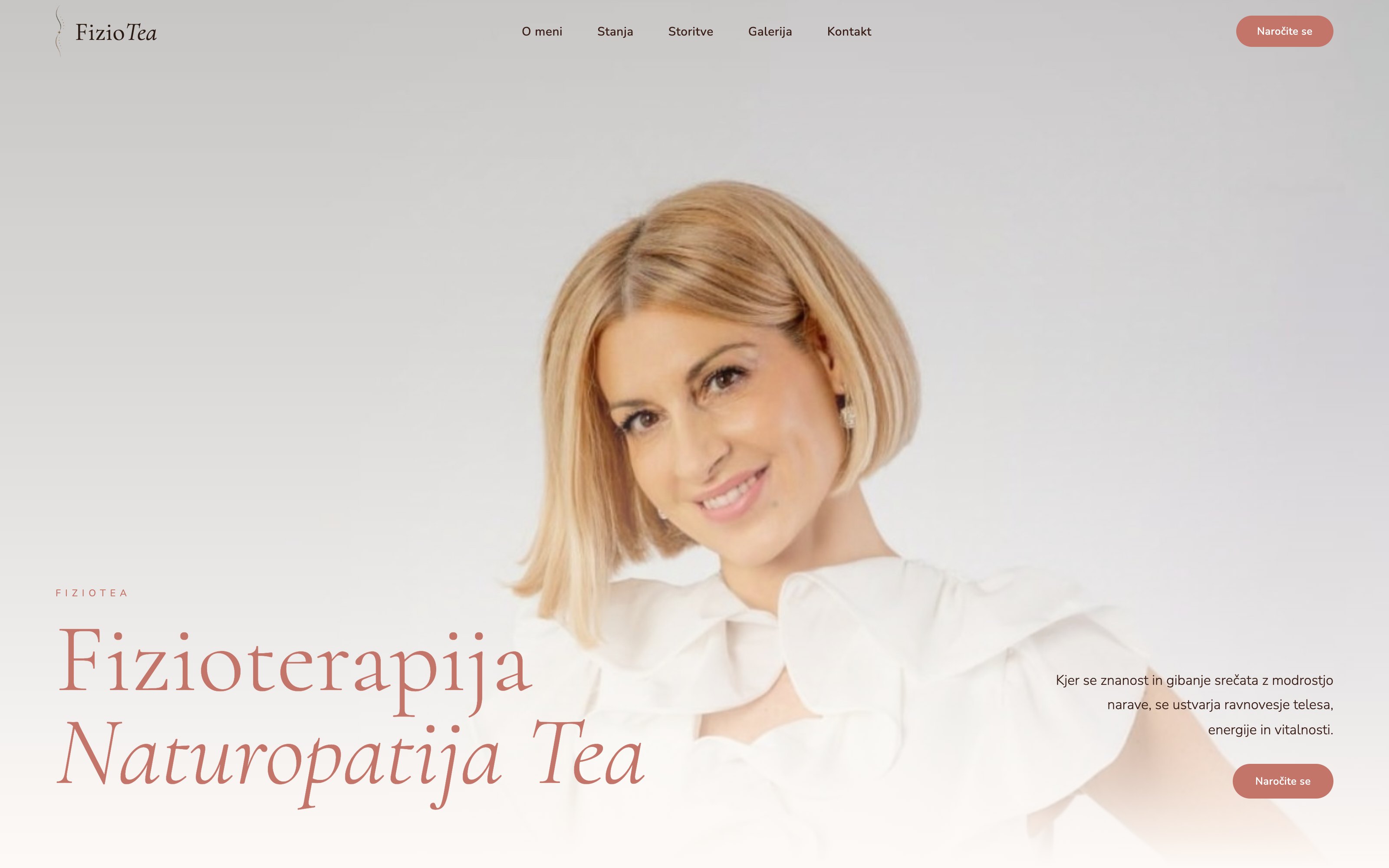 FizioTea, website homepage