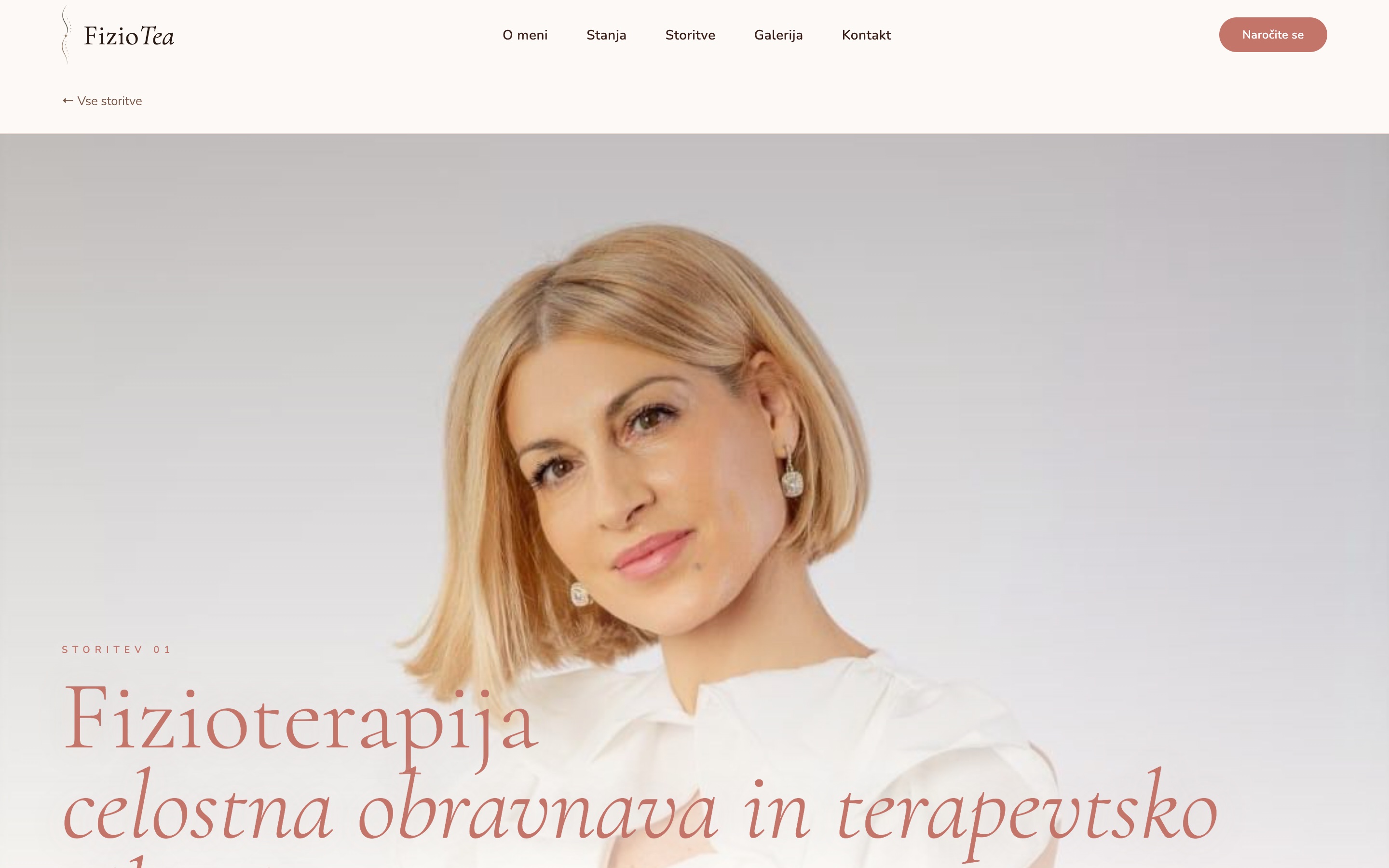 A single service page on the FizioTea website