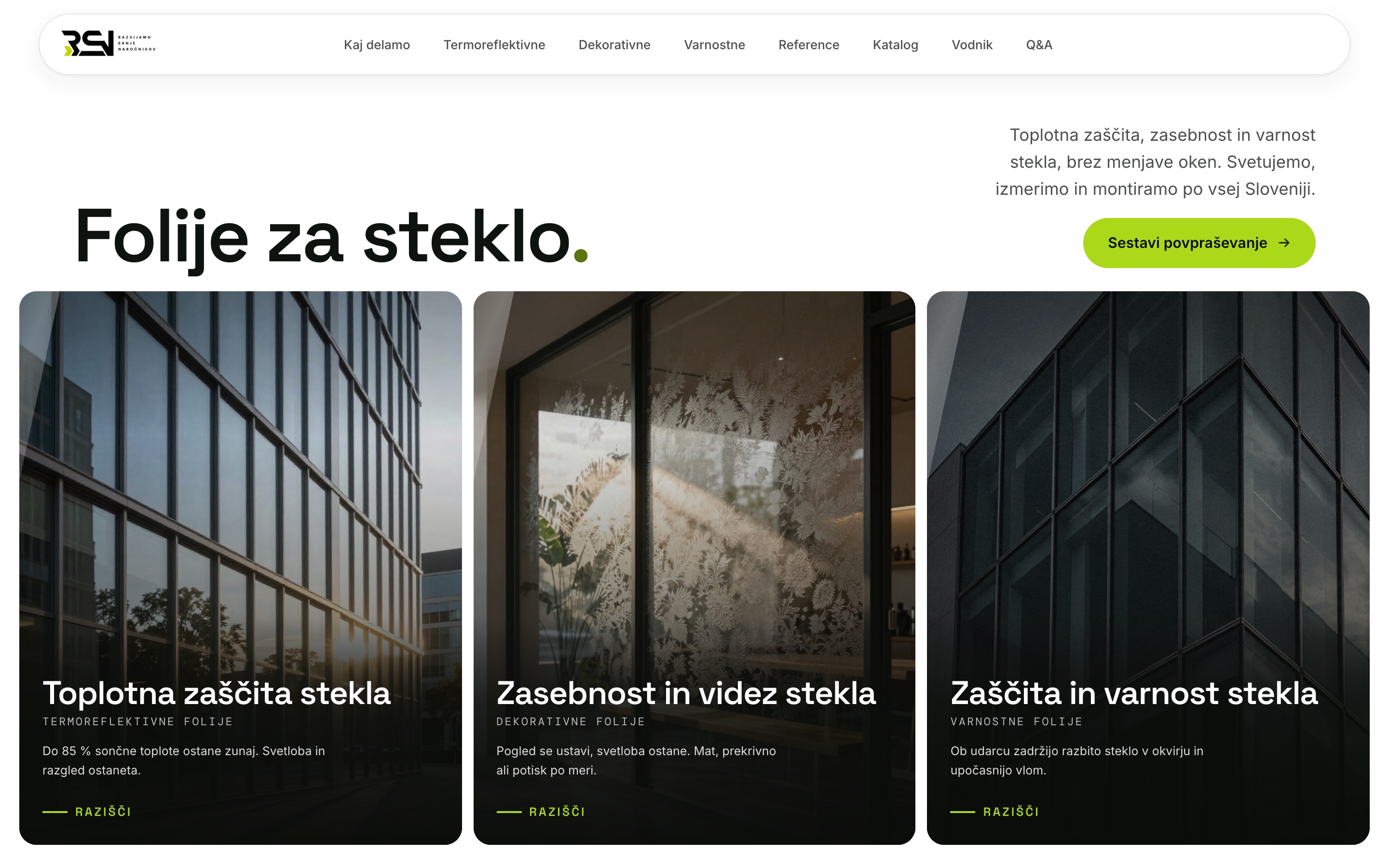 New RSN site, Glass Film homepage