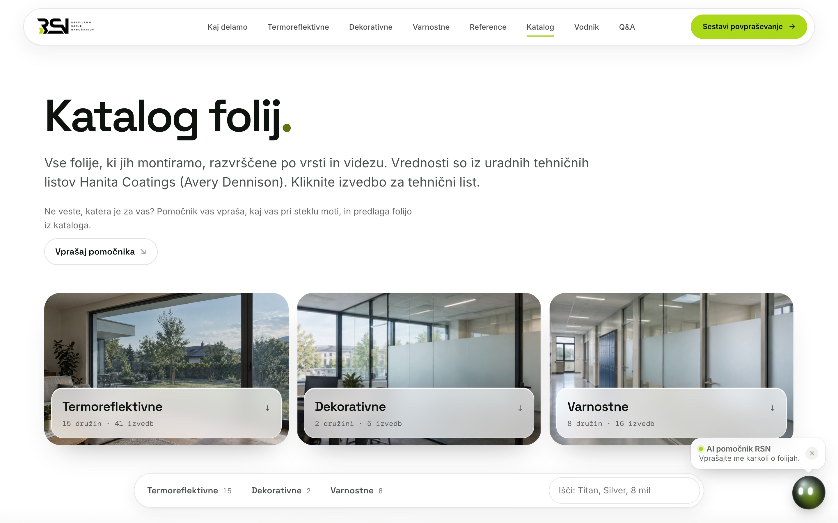 Catalog of 78 films with filters on the RSN website